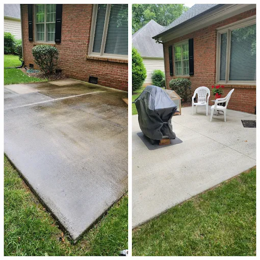 Before and after deck and patio cleaning in Charlotte NC